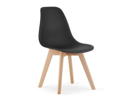 Černá židle KITO s dřevěnými nohami v moderním stylu