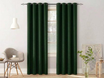 Závěs OXFORD LIGHT 140x250 cm tmavě zelený elegantní závěs do moderního interiéru