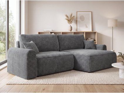 Stylová sedací souprava do L NORDEN TILIA 250x140 cm šedomodrá s prostorným lehátkem