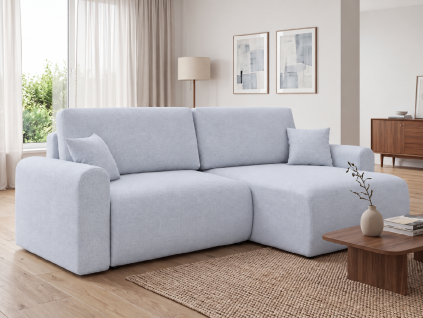 Rozkládací oboustranná sedací souprava do L NORDEN PAROS 250x140 cm světle šedá s moderním designem