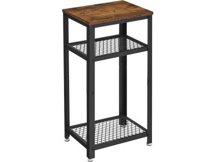 Industriální odkládací stolek ZENVIRO 40 x 30 cm, hnědá/šedá s kovovou konstrukcí