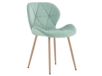 Moderní jídelní židle MANGO VELVET mentolová se sametovým čalouněním a elegantním prošíváním