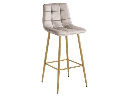 Moderní barová židle ARCETO VELVET béžová se sametovým čalouněním a elegantní zlatou podnoží